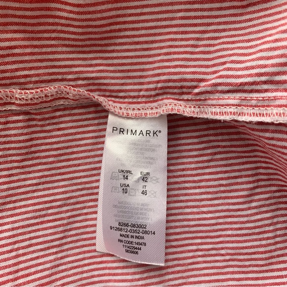 Primark Western Stripe Shirt Red & White Long Sleeve Button-Down Embroidery UK14 - Picture 10 of 13